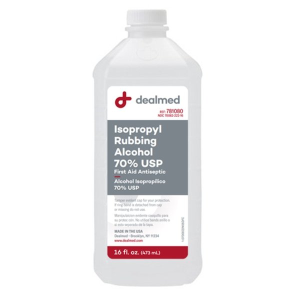 Dealmed Isopropyl Rubbing Alcohol 70%, Usp, 16 Oz, Ea., 12/Cs, 12PK 781080